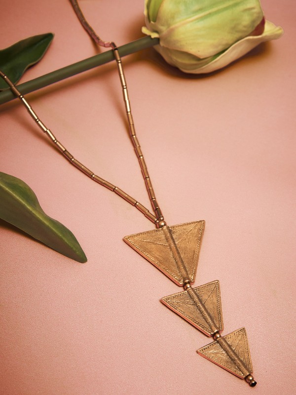 3 Triangle Pendant Long Necklace